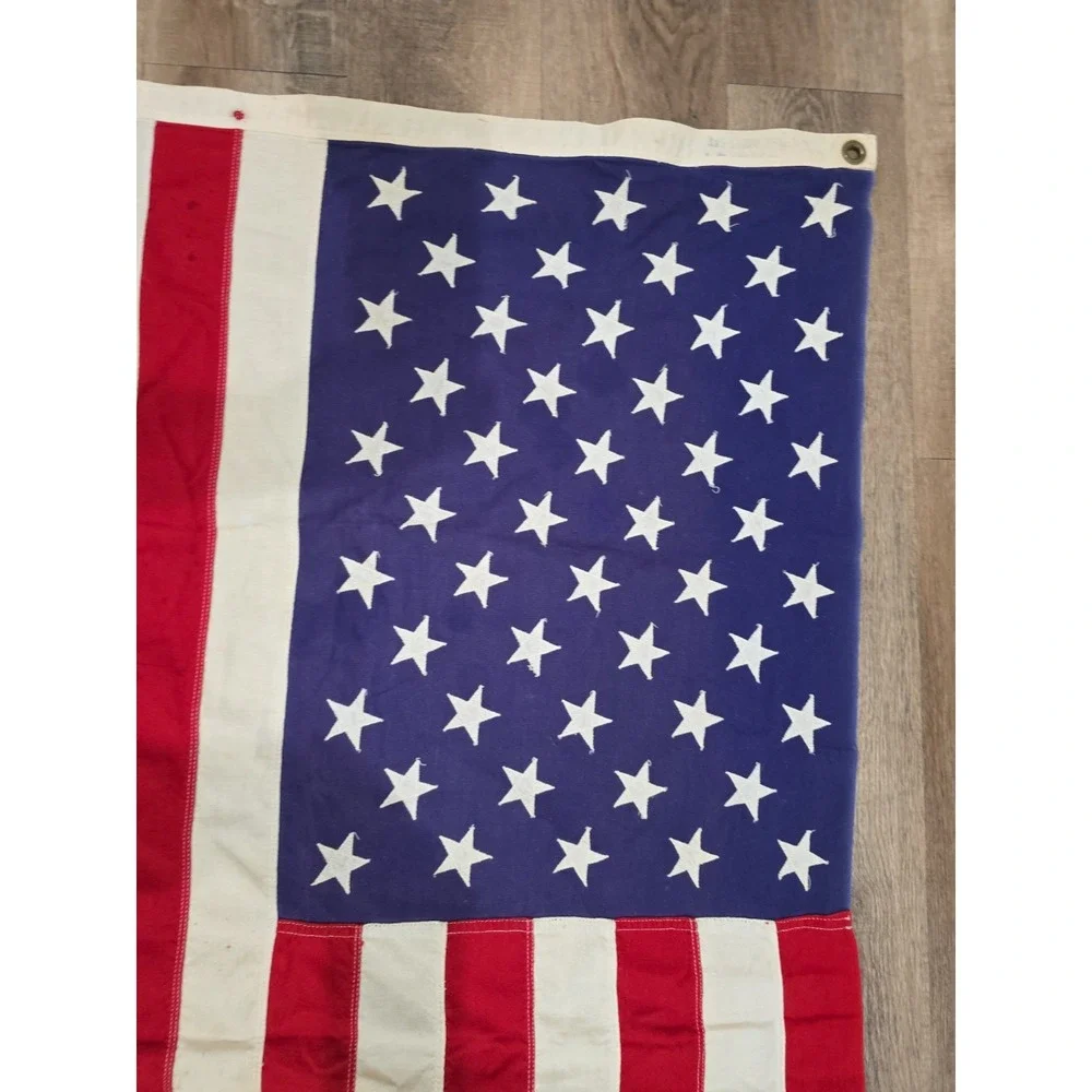 Vintage 3x5 Storm King Cotton American Flag – 50 Stars Sewn Stitched